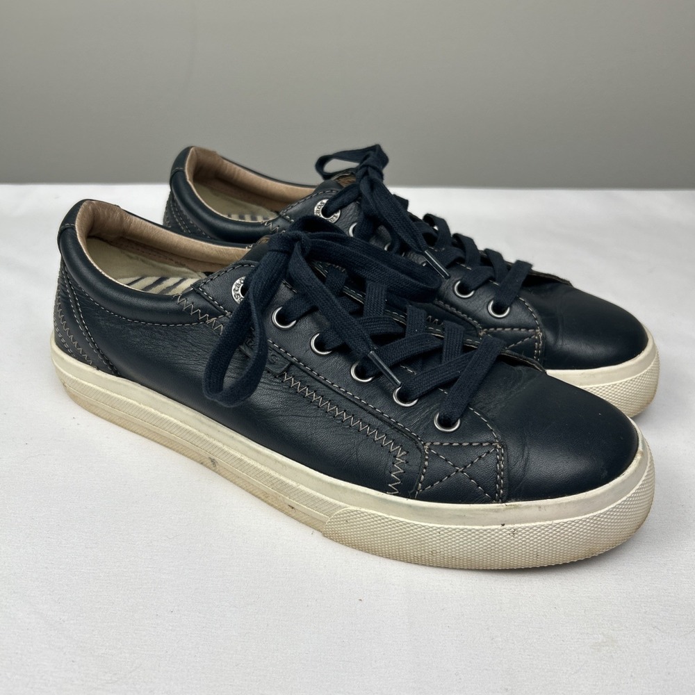 Taos Plim Soul Lux Sneakers Size 8.5 Navy Blue Leather Lace Up Comfort Shoes